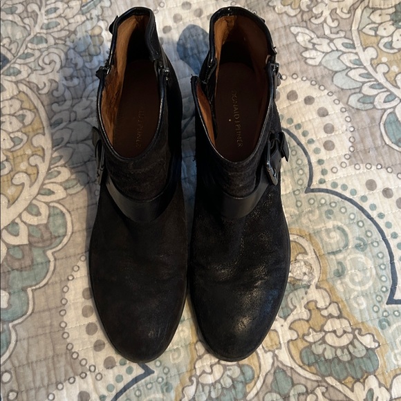 Donald J. Pliner Black Suede Leather Ankle Booties - Picture 2 of 5